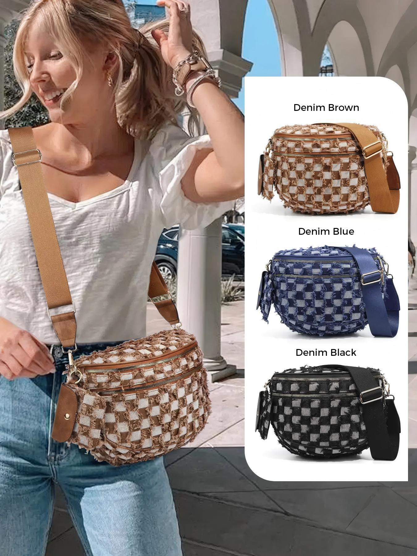 Olivia & Claire Checkered Crossbody Bum Bag