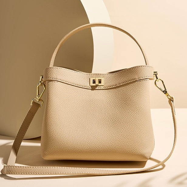Women’s Genuine Leather Minimalist Bucket Bag